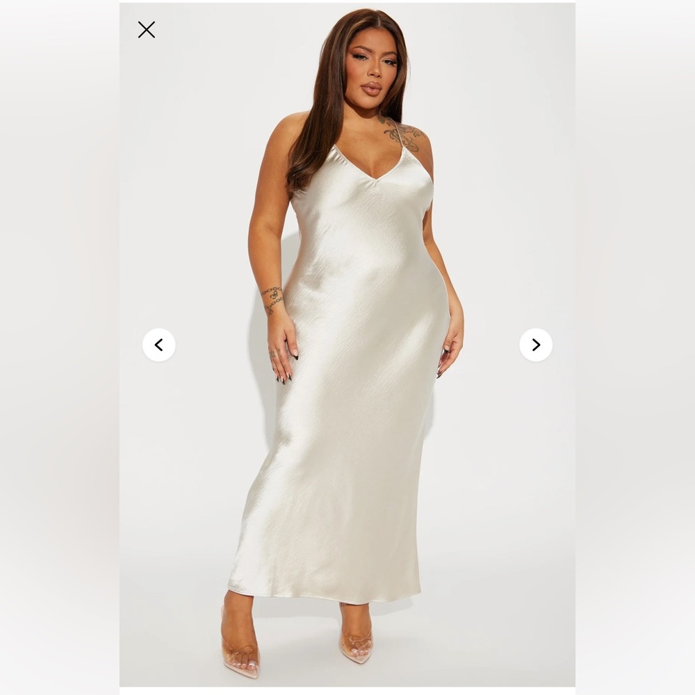 1XL Plus Size Satin Maxi Dress Champagne